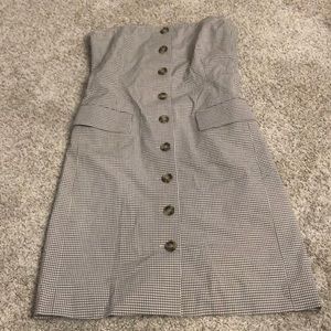 Theory Gingham Strapless Dress